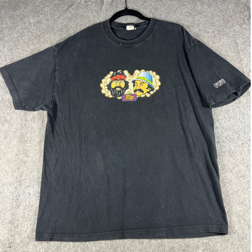 Vintage Flip Skateboards Cheech Chong T Shirt Mens XL Black Skate Graphic Tee
